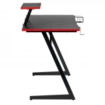 Компьютерный стол Basic 110х59х75см c полкой для монитора 40х20см, подстаканником, крючком для наушников, карбон чёрный красный