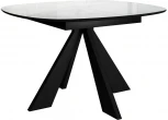 Стол DikLine SFK110 стекло белое мрамор глянец,подстолье черное,опоры черные (2 уп.)