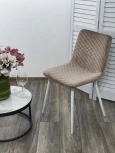 Обеденный стул M-City TINTIN BLUVEL-40 BEIGE / белый каркас