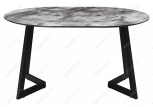 Стеклянный стол Woodville Алингсос 100(140)х100х76 мрамор серый / черная шагрень 462115