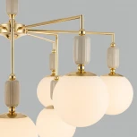 Потолочная люстра на штанге Lumion Vivien 6580/9C французское золото, серый/белый металл, керамика/стекло E14 9*40W 220V