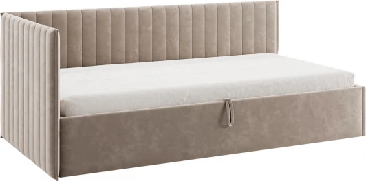 170631.2763 Кровать с подъемным механизмом Твикс (Тахта) 90х200 см Mebelson (ДСП,Велюр/Латте) арт.170631,2763
