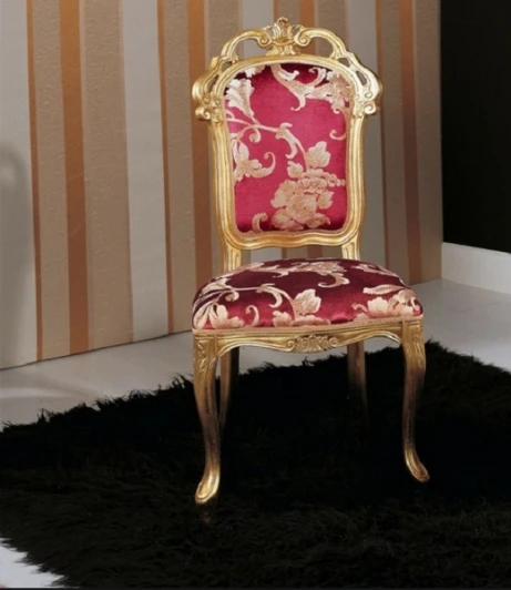 3007/S 3007/SR Стул, GOLD LEAF золото/ ткань UPH FENICE VS 201 COL 03 RED M-City 3007/S