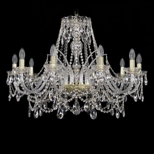 1411/10/300 G Подвесная люстра Bohemia 1411 1411/10/300/G (220V, хрусталь, на цепи, подсвечник, свеча)
