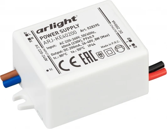 028395 Блок питания ARJ-KE40200 (8W, 200mA, PFC) (IP44 Пластик) Arlight ARJ 028395