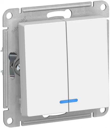 ATN000153 Выключатель встраиваемый двухклавишный с подсветкой (белый) Systeme Electric AtlasDesign ATN000153