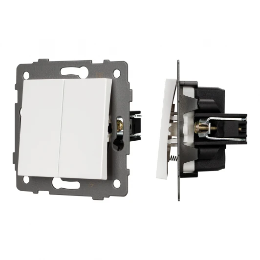 049883 Механизм выключателя двухклавишный самовозвратный SWT-MKR2-PL-WH-V (250V, 10A) (Arlight) 049883