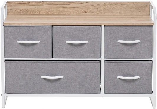 2500000183478 Комод Leset Ноа широкий, Каркас Белый, Светло-серый (Сталь,Искусственный лен/Белый) арт.2500000183478