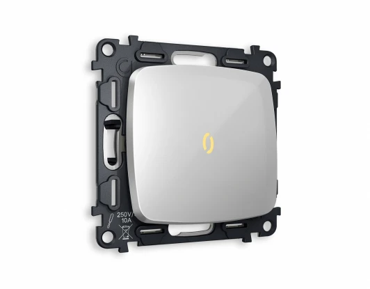 MO402010 Комплект механизма Ambrella Volt 1-клавишного выключателя с подсветкой 3200K OMEGA MO402010 Серебро глянец QUANT