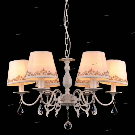 70038-6C IVORY GOLD Люстра подвесная Natali Kovaltseva Biarritz, 6 плафонов, слоновая кость с золотом, белым и прозрачным
