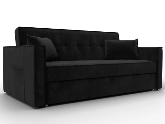 134889 Диван прямой Лига-104 (160) (ЛДСП,Брус,Фанера,Велюр/Черный) Лига Диванов 134889