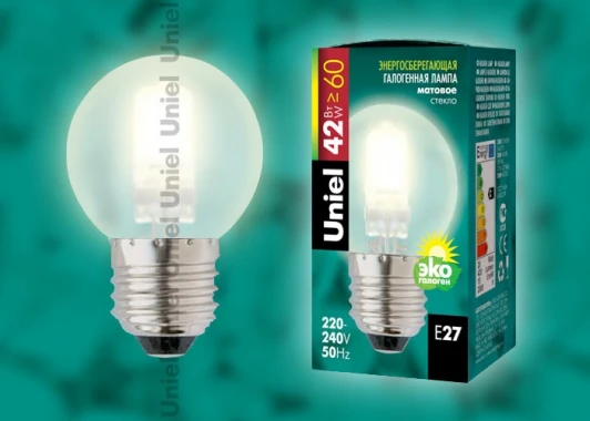 HCL-42/FR/E27 globe Лампочка галогенная шар прозрачная E27 42W Uniel HCL-42/FR/E27 globe