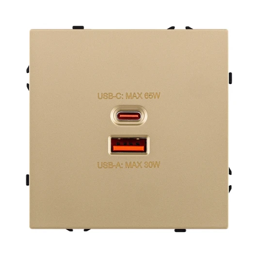 EC-024GD Розетка USB A+C 65W золотой Kollinger Eclipse EC-024GD