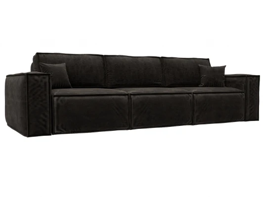 130141 Диван прямой Лига-081 НПБ Лонг (ДСП/Пластик/Велюр/Коричневый) Лига Диванов 130141