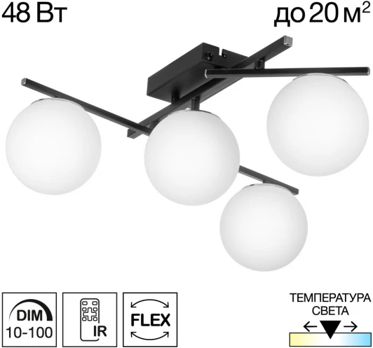 CL223142 Потолочная светодиодная люстра на штанге с пультом управления Citilux Dorsy CL223142 (плафоны шарики) (регулировка яркости, 220V, шарики)