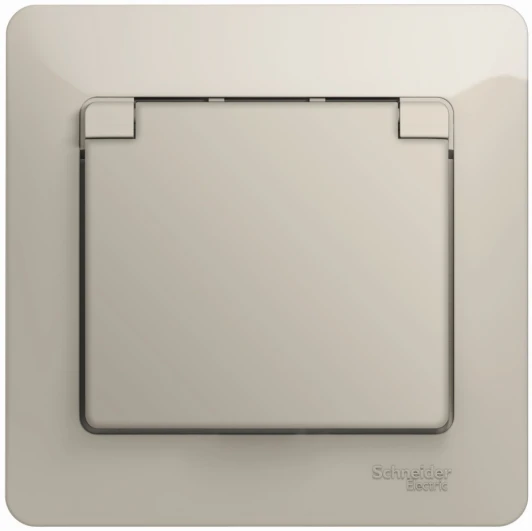 GSL000946 Розетка встраиваемая с заземлением, шторками и крышкой (молочный) Systeme Electric Glossa GSL000946