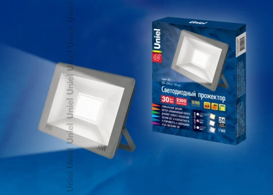 ULF-F15-30W/NW IP65 185-240В SILVER Прожектор уличный Uniel ULF-F15-30W/NW IP65 185-240В SILVER