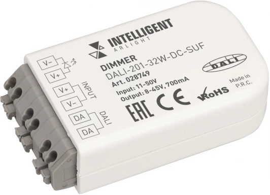 028749 INTELLIGENT Диммер DALI-201-32W-DC-SUF (8-45V DC, 700mА) (IARL, IP20 Пластик, 3 года) 028749