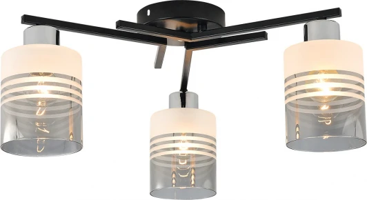 1132/3P Потолочная люстра Escada Torenia 1132/3P 3x60Вт E27, металл/стекло, черный/хром, матовый/дымчатый (220V)
