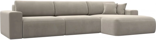121381 Диван угловой Лига-036 НПБ Классик Лонг правый угол (Бежевый/Микровельвет) Лига Диванов арт.121381