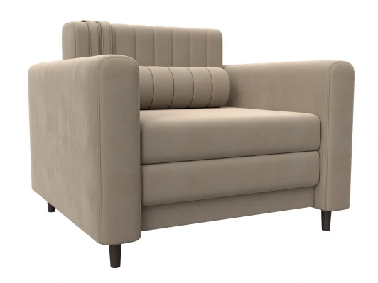 132556 Кресло Лига-070 (ЛДСП,Брус,Фанера/Дерево/Велюр/Бежевый) Лига Диванов 132556