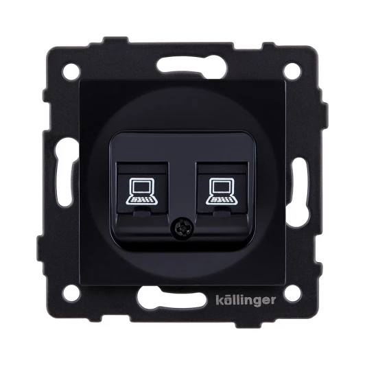 REA-019BK Розетка двойная Ethernet RJ45 черный Kollinger REA-019BK для Aspekt, Eleganz, Reflex