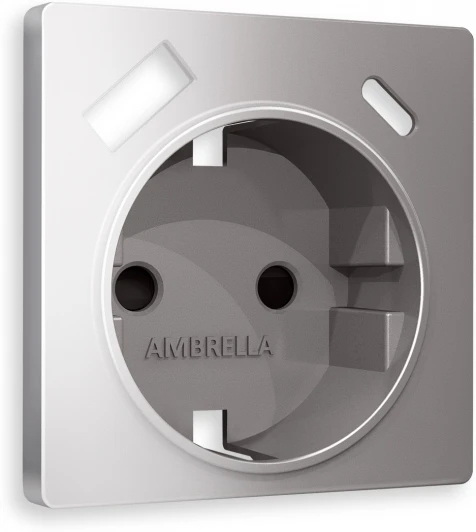 AP5100 Лицевая панель Ambrella Volt ALFA (Сталь матовый) для электрической розетки с заземлением со шторками 2USB A+C QUANT AP5100