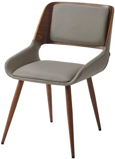 JY1869grey/walnut/metall Стул ESF JY1869 серый PU#047/орех/металл/Экокожа,Шпон,Металл