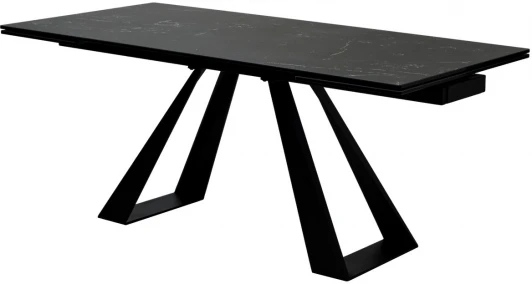 614M04929 Стол FONDI 180 MARBLES NERO KL-116 Черный мрамор матовый, итальянская керамика/ черный каркас М-City