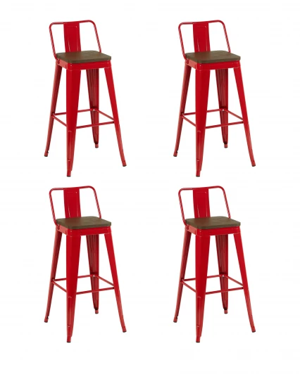 УТ000042403 Стул барный TOLIX со спинкой красный глянцевый + темное дерево KD 4 шт. Stool Group УТ000042403