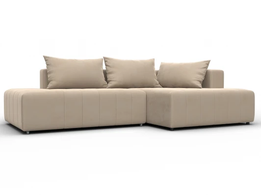 134814 Диван угловой Лига-103 НПБ угол правый (ДСП,Брус,Фанера,Велюр/Бежевый) Лига Диванов 134814