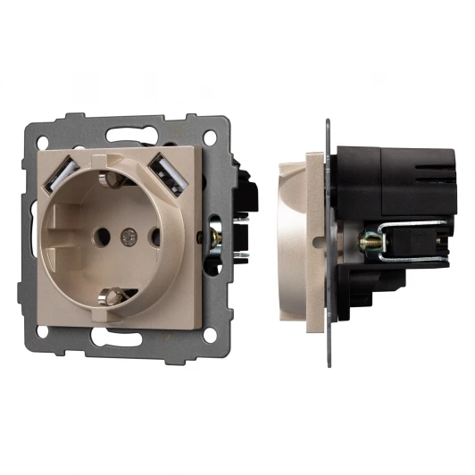 049832 Механизм встраиваемый розетки с USB зарядкой SCT-MUAC-PL-GD-V (250V, 16A) Arlight 049832