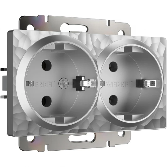 W1272006 Розетка двойная с заземлением (hammer серебряный) Werkel W1272006 (a052074)