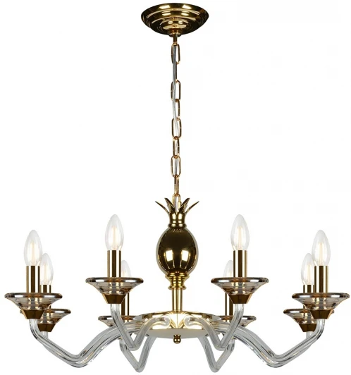 YT2049-8 GD+Cear Подвесная люстра iLamp Flo YT2049-8 GD+Cear (220V, на цепи, свеча)