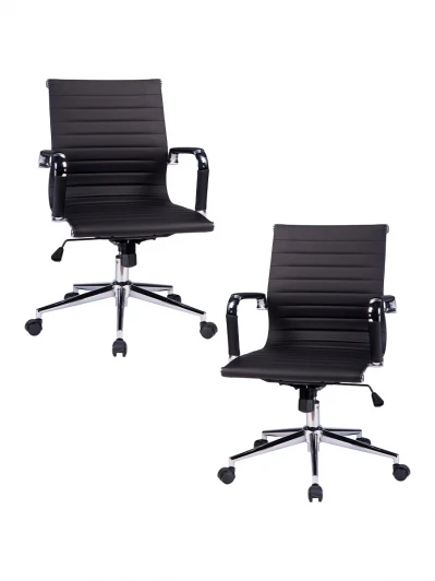LMR-118B-N_CH-M_EL-black Набор 2 шт офисное кресло для руководителей DOBRIN CLAYTON (чёрный)