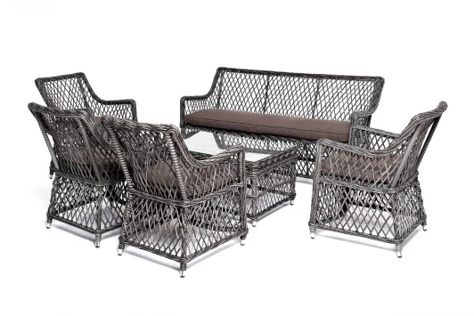 AS2C4JT-6-SET graphite Лаунж-зона из искусственного ротанга на 6 персоны, цвет графит 4SIS Асти AS2C4JT-6-SET graphite
