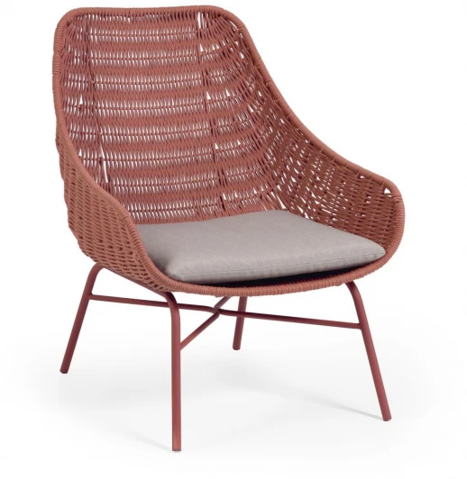 098038 Стул уличный La Forma (ex Julia Grup) Abeli (Розовый,Терракотовый/ Металл,Веревка,Пена,Сталь)