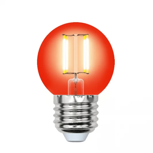 LED-G45-5W/RED/E27 GLA02RD картон Лампочка светодиодная шар красная E27 5W Uniel LED-G45-5W/RED/E27 GLA02RD