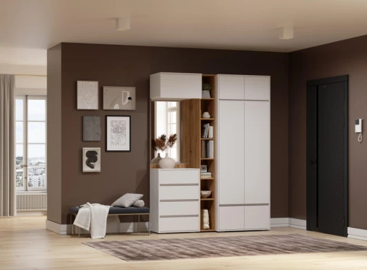 596596 Модульная прихожая Роут комплектация 4 (Роут кашемир комплектация 4) Woodville арт.596596