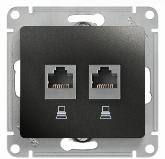 GSL000785KK Розетка встраиваемая двойная Ethernet RJ-45 (антрацит) Systeme Electric GSL000785KK