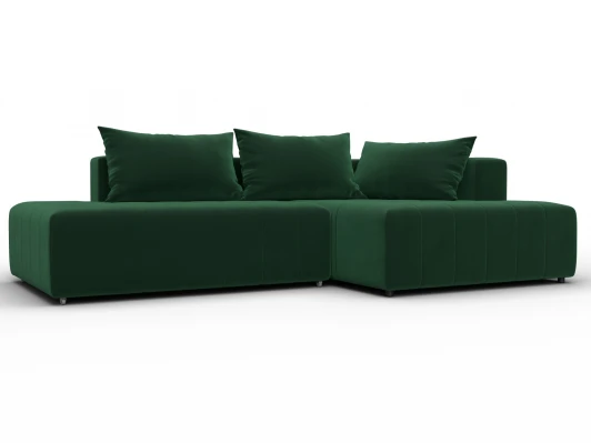 134816 Диван угловой Лига-103 НПБ угол правый (ДСП,Брус,Фанера,Велюр/Зеленый) Лига Диванов 134816