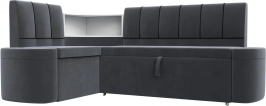 126143L Диван кухонный угловой Тефида левый угол (Серый,Черный/Велюр) Лига Диванов арт.126143L