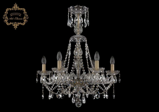 11.21.6.200.XL-68.Br.Sp Подвесная люстра с хрустальными подвесками Art Classic 11.21 11.21.6.200.XL-68.Br.Sp (220V, на цепи, подсвечник, свеча)
