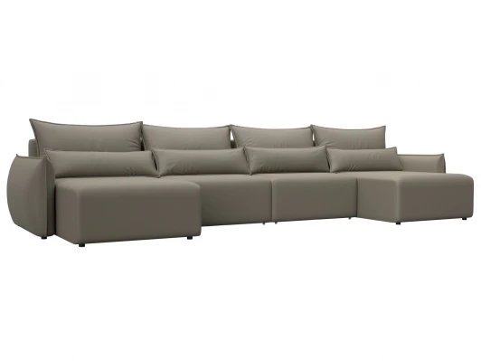 129894 Диван П-образный Лига-051 НПБ Лонг (ЛДСП,Брус,Фанера/Пластик/Экокожа/Бежевый) Лига Диванов 129894