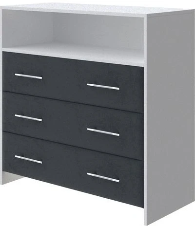 2024859 PROxSON Комод Varna (ЛДСП Белая+ткань Белый/Teddy Древесный уголь) 90x40