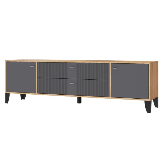 00-00142949 Тумба под телевизор ТЭКС Парус-10, Дуб крафт золотой, Карбон вулкан