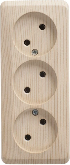 PA16-009D Розетка накладная тройная без заземления (сосна) Systeme Electric Etude PA16-009D