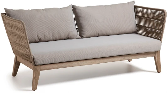 052570 Диван уличный La Forma (ex Julia Grup) Belleny (Серый,Бежевый/ Дерево,Сталь,Эвкалипт,Пена,Веревка)