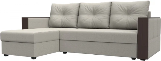 125970L Диван угловой Валенсия Лайт левый угол (Бежевый/Рогожка) Лига Диванов арт.125970L
