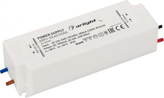 021901 Блок питания ARPJ-KE401050A (42W, 1050mA, PFC) (IP65 Пластик) 021901 Arlight